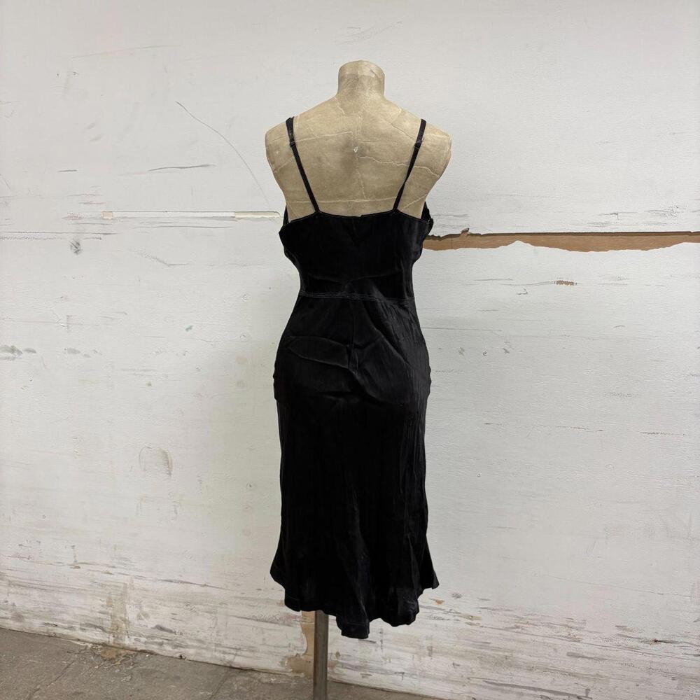 Antique Vintage 1930s 30s Black Bias-Cut Rayon Slip Dress - Picture 2 of 5